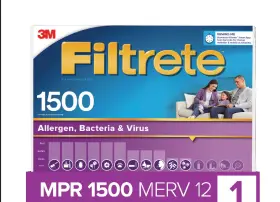 7100203214 3M Filtrete Mpr Allergen Bacteria Virus Furnace