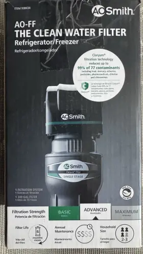 03001 A. O. SMITH Clean Water Single Fridge Filter Carbon