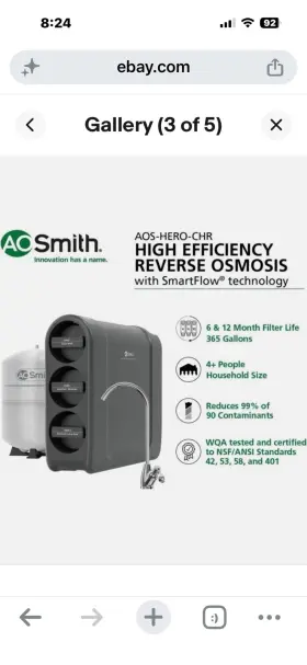 A. O. Smith Ao-hero-s1s A. O. Under Sink Reverse Osmosis 3-stage Filter Set 4-pack Ao-hero A. O. Smith Ao-hero-s1s A. O. Under Sink Reverse Osmosis 3-stage Filter Set 4-pack Ao-hero