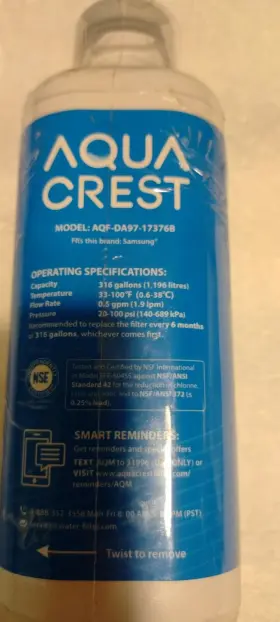 AQF-DA97-17376B AQUA CREST Water Filter Samsung #2