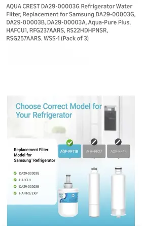 AWF-FF11B AQUACREST Aqua Crest Refrigerator Filter