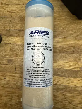 Aries Af-10-3610 Nitrate Removal Filter Cartridge Size 2.5 Inch X10 Aries Af-10-3610 Nitrate Removal Filter Cartridge Size 2.5 Inch X10