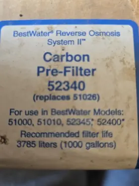 52340 BEST WATER SHAKLEE Reverse Osmosis Carbon Filter