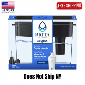 Brita 46928400 27-cup Extra Large Plastic Water Filtration Dispenser Black Bpa Free - New Brita 46928400 27-cup Extra Large Plastic Water Filtration Dispenser Black Bpa Free - New