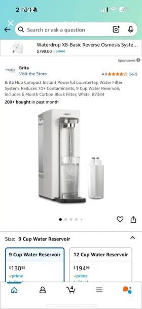 87734 BRITA Hub Countertop Cup Water Filter