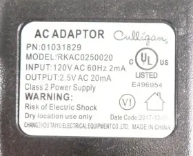 RKAC0250020 CULLIGAN Water Softener Ac Power Supply Adapter #3