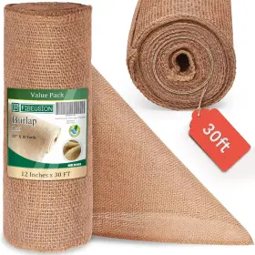BRLPRL-12X10 FIBEUSION Burlap Table Runners Fray Edge Natural