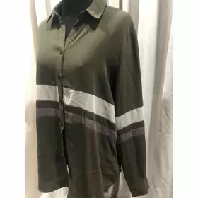 084691851615 GE Asos Army Striped Sheer Up Sleeve Blouse