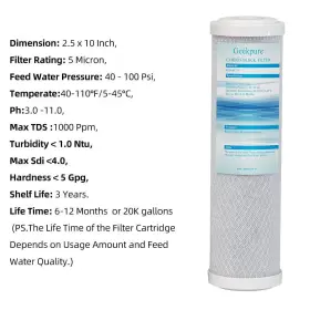 610895384927 GEEKPURE Carbon Block Filter Cartridge Ro Water #3