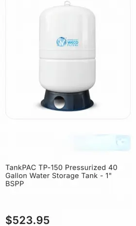 TP150 GLOBAL WATER Reverse Osmosis Storage Tank