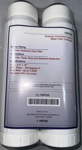 1NPG6 GRAINGER Granular Carbon Water Filter Micron