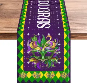 ZQKHJ1 GROPKNIO Mardi Gras Table Runner Carnival Mask Fleur
