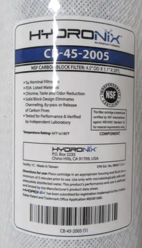 CB-45-2005 HYDRONIX House Coconut Carbon Block Water Filter #2