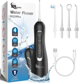 M159-PRO-BLACK JNGOODS Cordless Water Dental Flosser Oral