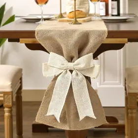 X1538-NU MELONBOAT Farmhouse Table Runner Bohemian Burlap