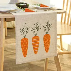 X1552-NU MELONBOAT Easter Linen Table Runner Embroidered