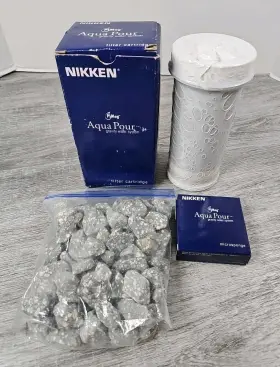 1361-1362 NIKKEN Aqua Pour Pimag Gravity Water Filters Rocks