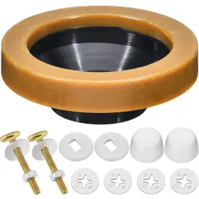 754407046689 NORME Toilet Wax Ring Closet Bolt Caps Flange