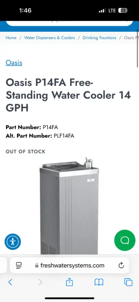 PLF14FA OASIS Water Fountain Refrigerated