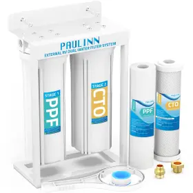 AP9129 PAULINN Rv Dual Water Filter Leadfree Fittings Mount