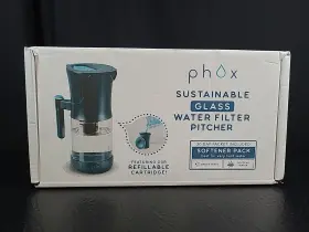 060726550338 PHOX Sustainable Glass Water Filter Jug Pitcher