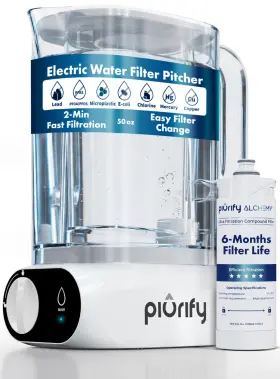Piurify Efp-2025 Compact 50 Oz Countertop Electric Water Filter Pitcher Removes 99% Of Lead Piurify Efp-2025 Compact 50 Oz Countertop Electric Water Filter Pitcher Removes 99% Of Lead