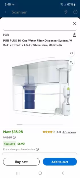 DS1810ZA PUR Water Filter Refrigerator Dispenser Filtration #3