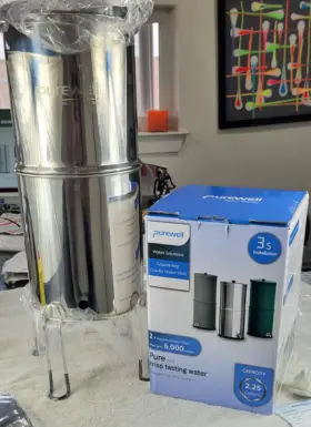 2.25 PUREWELL Gravity Fed Water Filter Countertop Stand