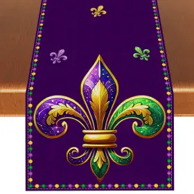 CHH-1602 RVSTICTY Mardi Gras Table Runner Iris Fleur Lis