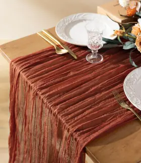 752811484431 VITALIZART Terracotta Cheesecloth Table Runner