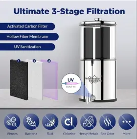 OESGF001M WAKIWAKI Gravity Fed Steel Countertop Water Filter #3