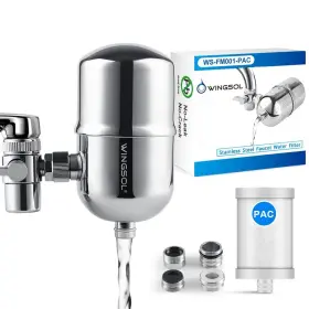 654070892364 WINGSOL Faucet Water Filter Steel Rotating