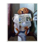 Stupell Industries Dog Reading The Newspaper On Toilet Funny Painting Wall Plaqu. Fixed Price $44.99.