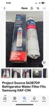 Project Source 5638709 Refrigerator Water Filter Fits Samsung Haf-cin. Fixed Price $18.00.