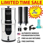 Berkey Gravity Water Filter System W/ 2 Wqa Certified Boroux Black Filters. Fixed Price $249.99.