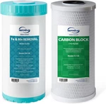 Whole House Water Filter Cartridge Set - Reduces Iron & Manganese, 4.5"x10. Fixed Price $127.99.