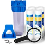 10" Clear Standard Whole House Water Filter System 4 Sediment 10 Micron Filters. Fixed Price $34.99.