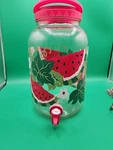 Vtg Watermelon Glass 1 Gal Drink Dispenser Sun Tea/lemonade Spigot Flip Top. Fixed Price $23.00.
