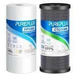 Pureplus 5 Micron 4.5"x10" Whole House Water Filter Combo, With Sediment And Act. Fixed Price $68.60.
