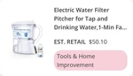Electric Water Filter Pitcher For Tap And Drinking Water,1-min Fast Filtratio.... Fixed Price $19.00.