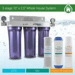 3 Stage Whole House Water Sediment Carbon Filter + 2 Dry Pressure Gauges. Fixed Price $138.00.