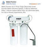 Watts Premier Uv-3 Three-stage Ultraviolet Under Counter Water Filtration System. Fixed Price $90.00.