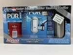 Bonus Pack Vintage Pur Faucet Mount Water Filter System With Travel Mug & Coffee. Fixed Price $35.00.