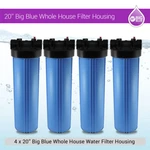 20" Big Blue Whole House Water System Filter Housing With Pressure Gauge Hole 1". Fixed Price $181.50.