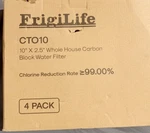 Lot Of 4 Frigilife Cto10 Whole House Carbon Block Water Filter. Fixed Price $34.00.