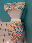 Pastel Rainbow Zebra Stripes Fleece Toilet Seat Lid & Tank Top Cover Set. Fixed Price $19.99.