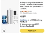 8-stage Gravity Water Filtration System 3.0 Gallon-304 Stainless Steel Counte.... Fixed Price $99.00.
