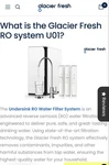 Water Filter 800gpd Reverse Osmosis System Glacier Fresh U03. Fixed Price $129.00.