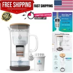High Ph Drinking Water Pitcher - Borosilicate Glass Jug With Bamboo Lid 118 Oz. Fixed Price $122.39.
