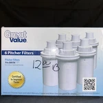 6 Water Pitcher Filters: 1-brita ; 5 Great Value-fits Brita And Other Natl Brand. Fixed Price $19.55.